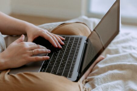 Stock image of person on laptop computer